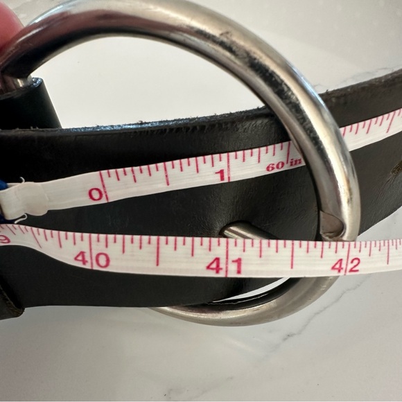Rare Studded Italian Black Leather Belt with Silver Oval Buckle main image 9